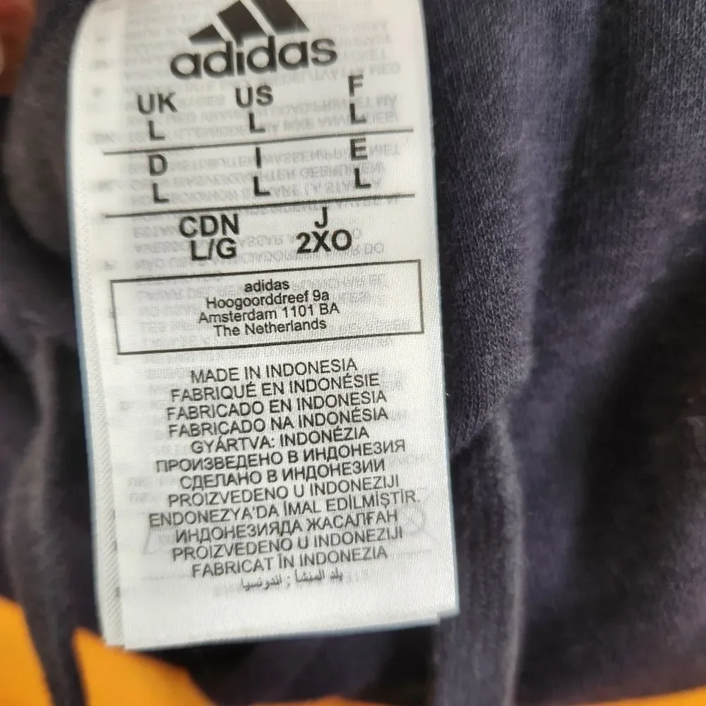 Adidas Mens Long Sleeve Colorblock Big Logo Hoodie Large